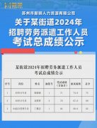 苏州新狮人力|某街道2024年招聘劳务派遣工作人员考试总成绩公示