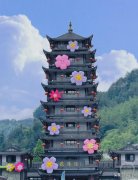 张家界仿古建筑九层塔开花引争议 网友：支持这样做很有创意