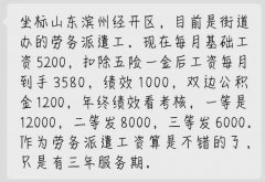 山东滨州街道办劳务派遣真实工资曝光